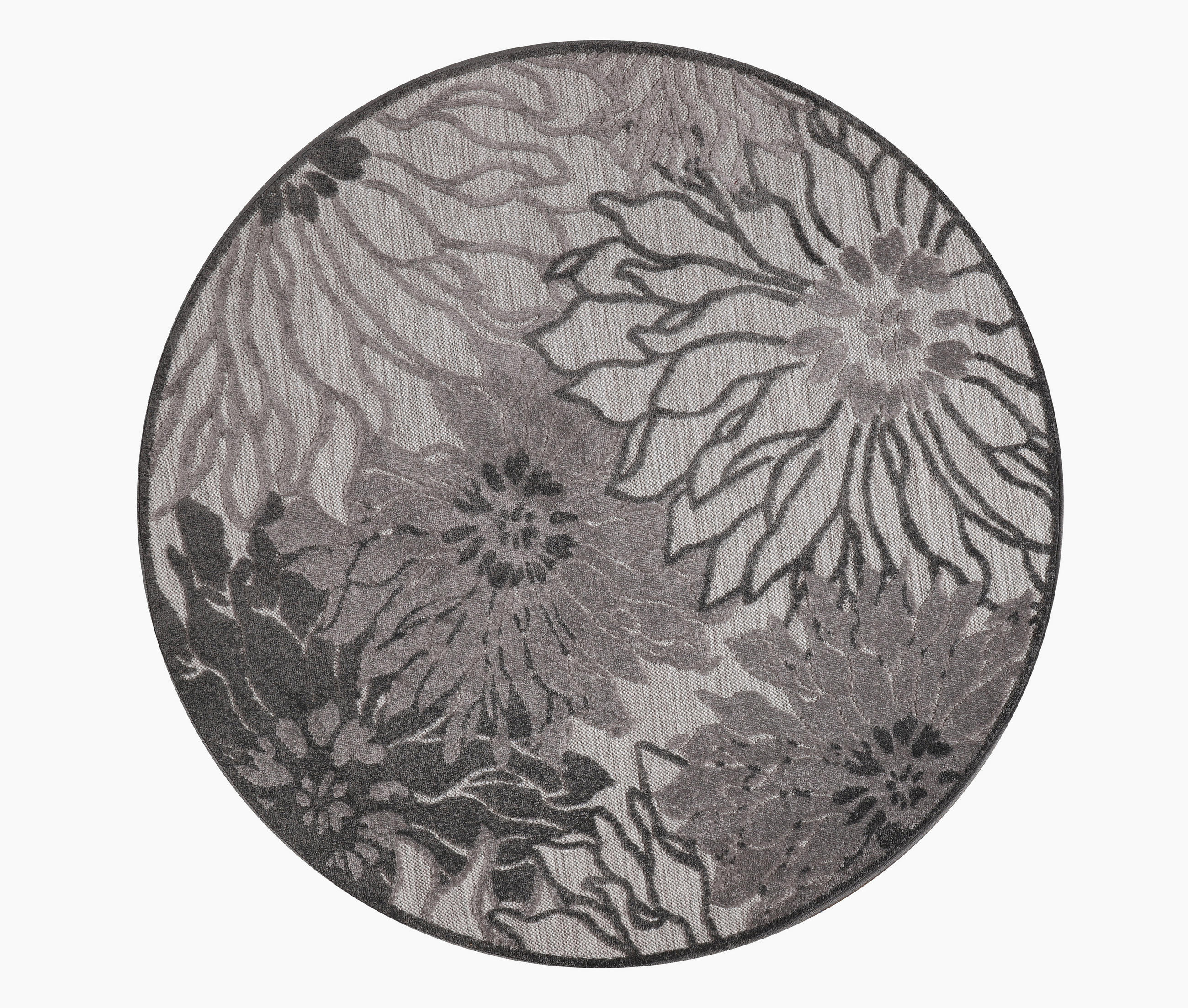OUTDOORTEPPICH 120 cm Floral Grau, Hellgrau  - Hellgrau/Grau, LIFESTYLE, Kunststoff/Textil (120cm)