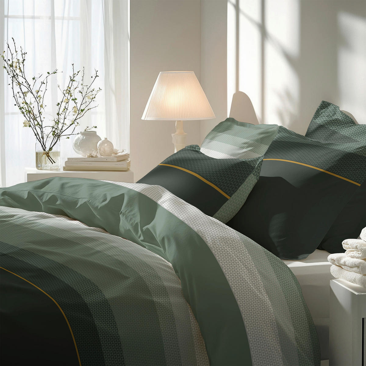 BETTWÄSCHE Satin 200/200 cm  - Dunkelgrün, Design, Textil (200/200cm) - Florella