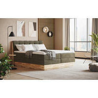 BOXSPRING KREVET 160/200 cm     zelena  - zelena/crna, Prirodno, tekstil/drvo (160/200cm)