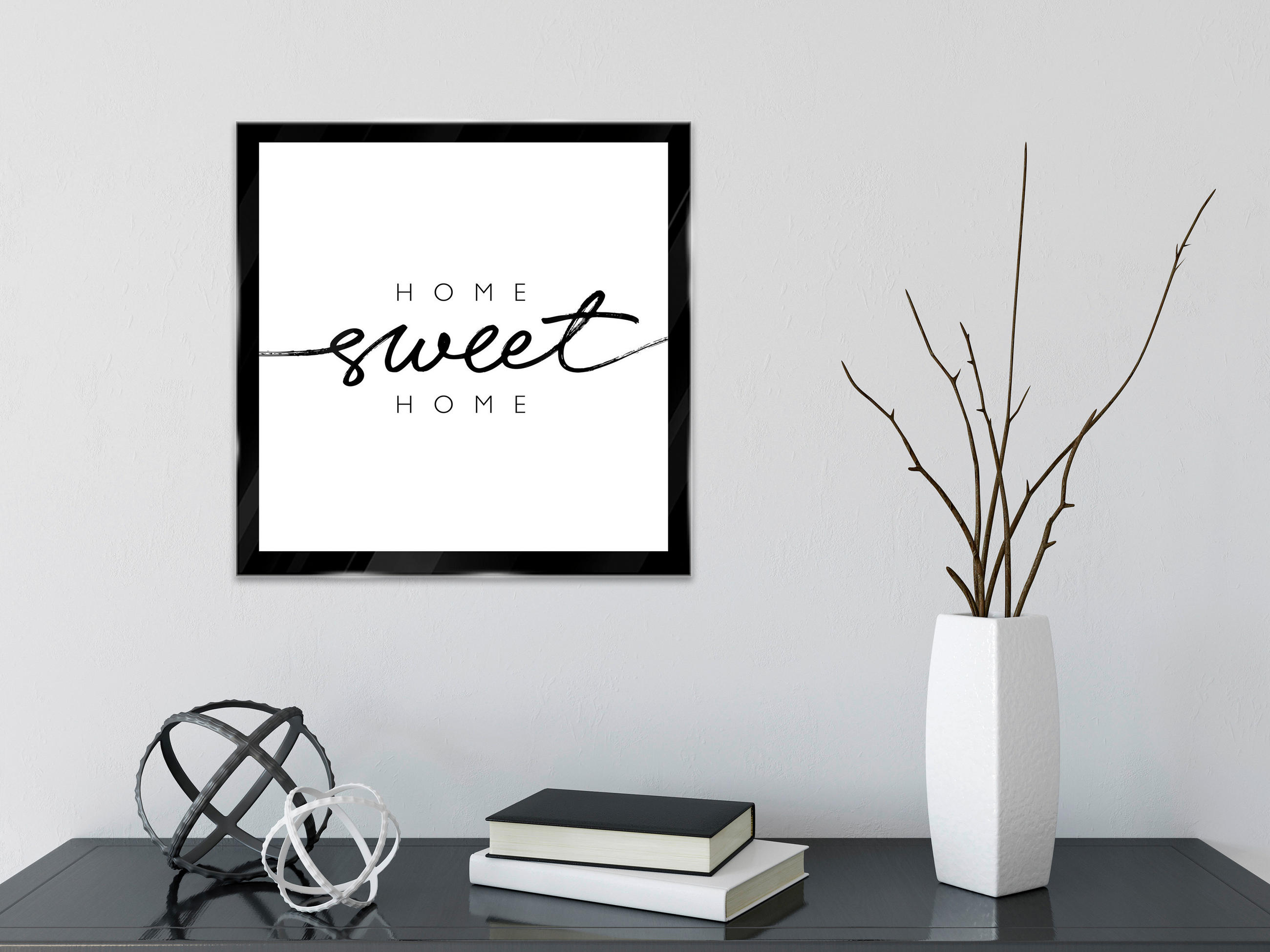GLASBILD Text  - Schwarz/Weiß, Design, Glas (30/30/1,40cm) - Euroart