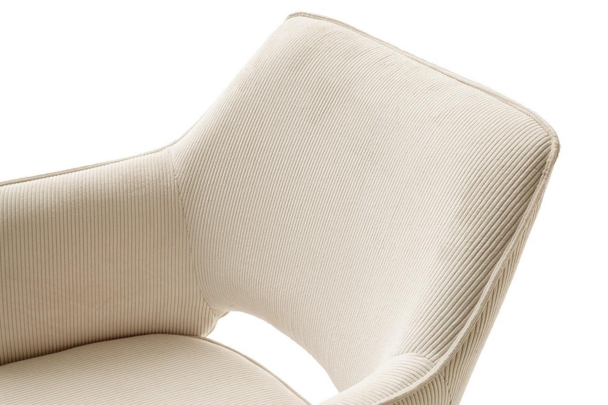 ARMLEHNSTUHL  Sitzfläche 180° drehbar Cord  - Beige/Creme, MODERN, Textil/Metall (61/85/61cm) - Livetastic