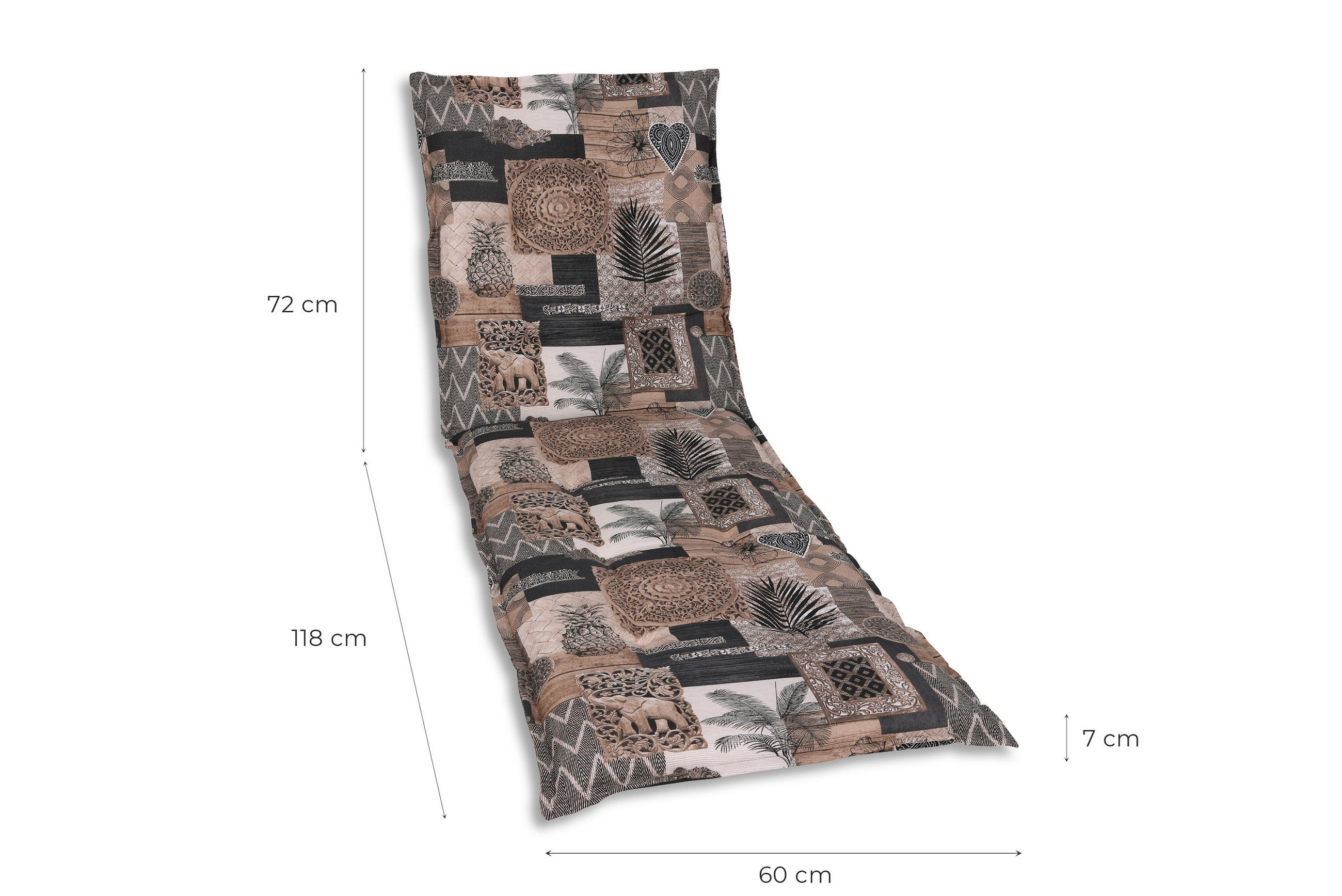 LIEGENAUFLAGE in Schwarz, Beige Federn  - Beige/Schwarz, Basics, Textil (60/7/190cm)