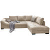 ECKSOFA Beige Cord  - Beige/Schwarz, Design, Holz/Textil (298/202cm) - MID.YOU