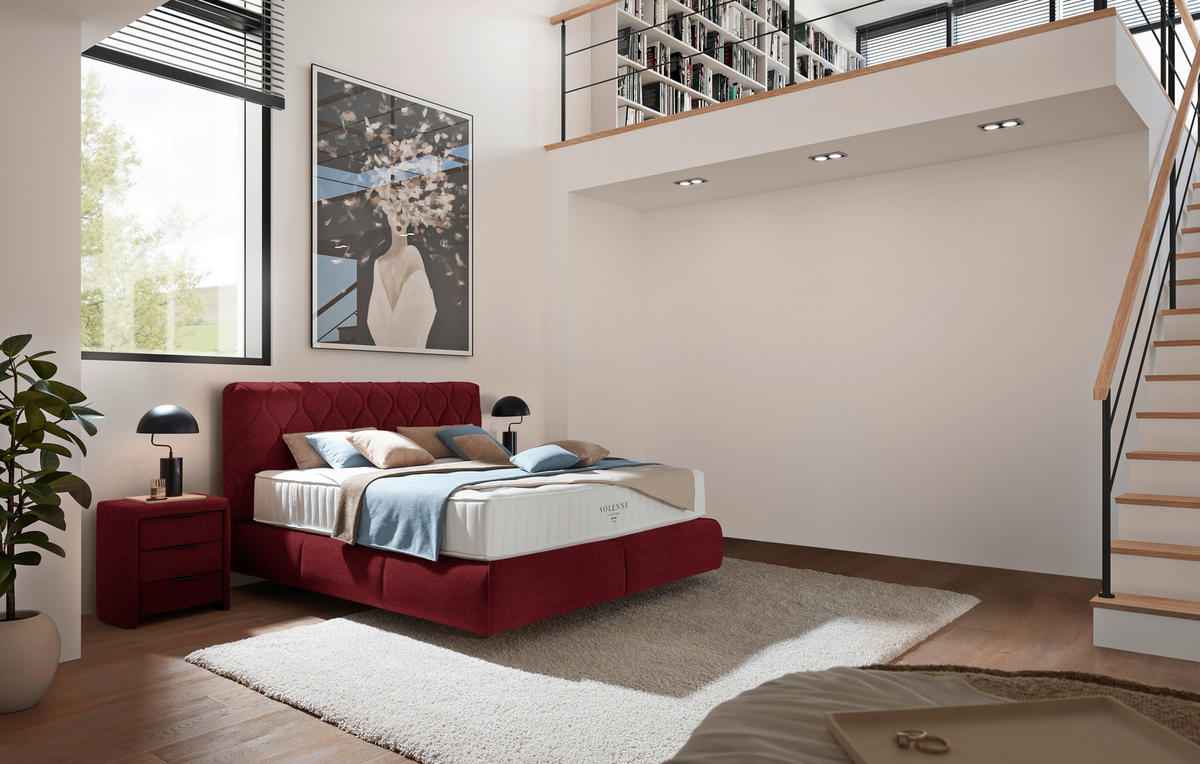 BOXSPRINGBETT 180/200 cm  in Rot  - Rot/Schwarz, Design, Kunststoff/Textil (180/200cm) - Johann Jakob