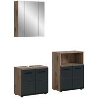 BADEZIMMER 3-teilig 120 cm  - Eiche dunkel/Schwarz, Basics, Holzwerkstoff/Kunststoff (120cm) - MID.YOU