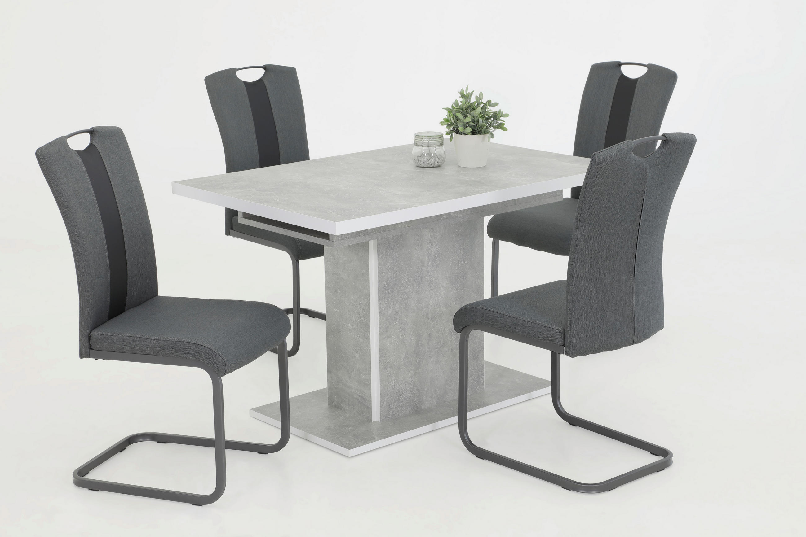 TISCHGRUPPE Anthrazit, Grau  - Anthrazit/Grau, MODERN, Textil/Metall (120 - 160/76/80cm) - MID.YOU