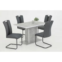 TISCHGRUPPE Anthrazit, Grau  - Anthrazit/Grau, MODERN, Textil/Metall (120 - 160/76/80cm) - MID.YOU