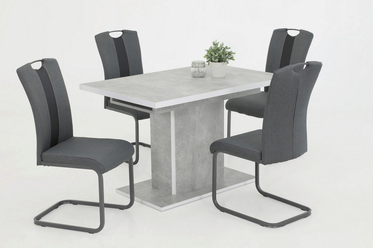 TISCHGRUPPE Anthrazit, Grau  - Anthrazit/Grau, MODERN, Textil/Metall (120 - 160/76/80cm) - MID.YOU