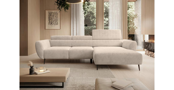 ECKSOFA  in Cord Taupe  277/174 cm  - Taupe/Schwarz, KONVENTIONELL, Textil/Metall (277/174cm) - Carryhome