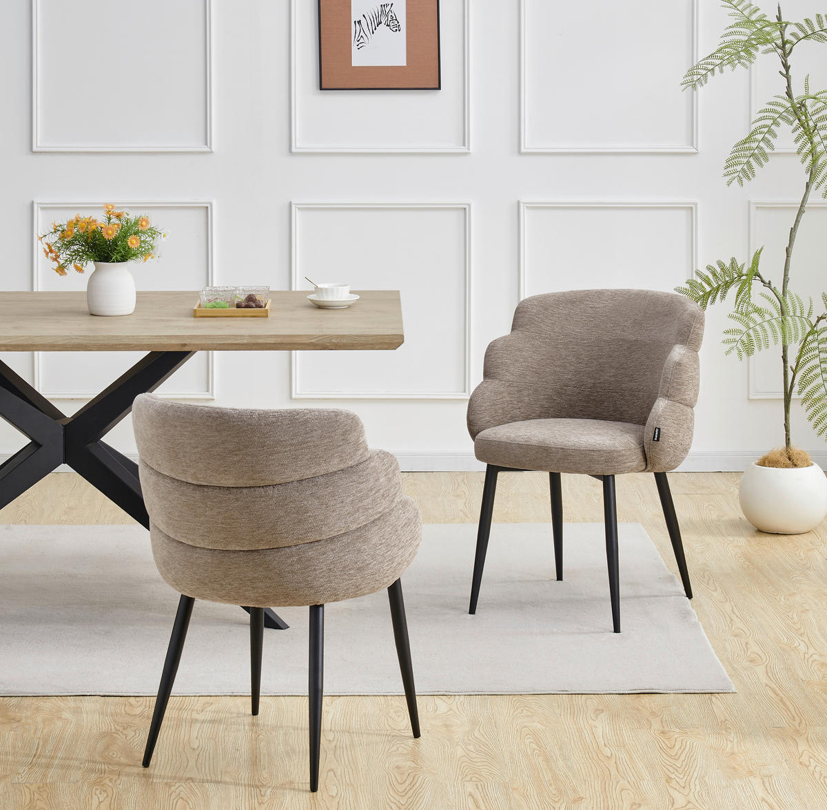 VIERFUßSTUHL - Taupe/Schwarz, MODERN, Holz/Textil (60,5/82/61cm) - Livetastic