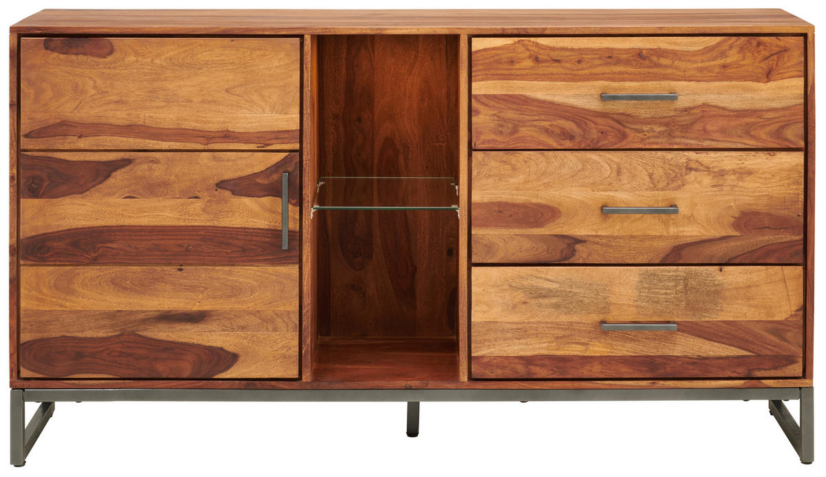 KOMODA   175/49/40 cm   antracit, prirodne boje  - prirodne boje/antracit, Lifestyle, staklo/metal (175/49/40cm) - MID.YOU