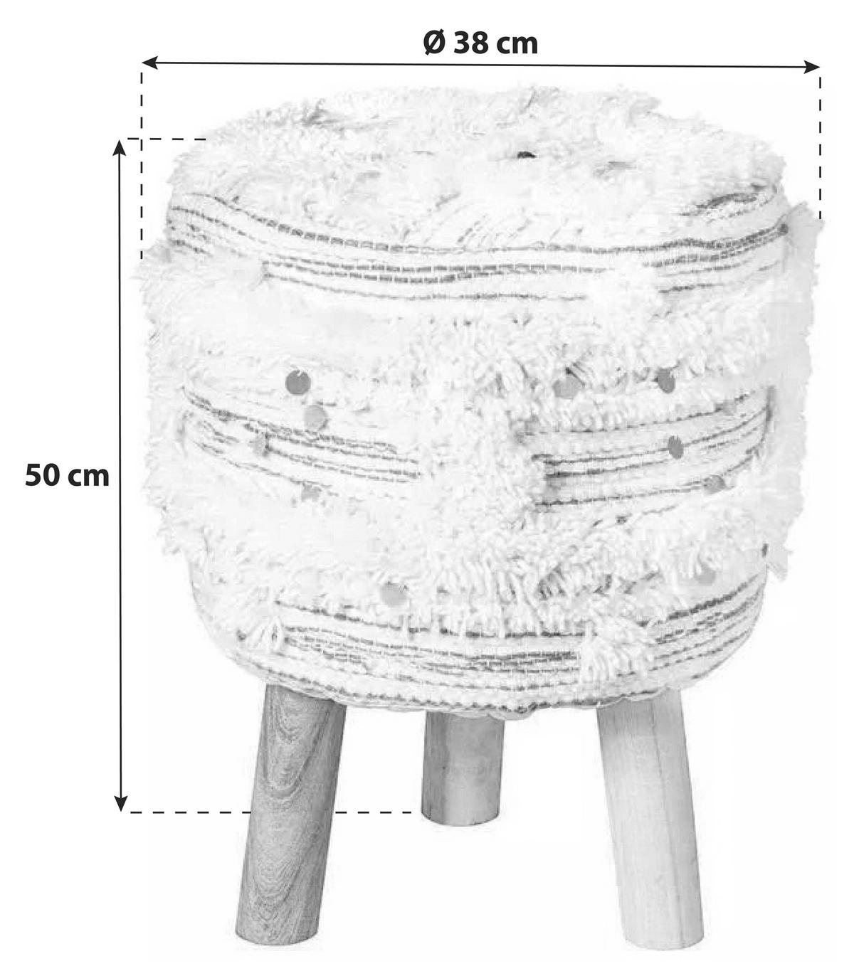 HOCKER in Holz, Textil Creme, Olivgrün  - Creme/Olivgrün, Trend, Holz/Textil (38/50/38cm) - Kayoom