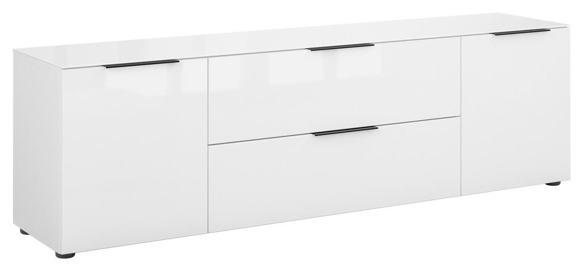 LOWBOARD Style  in 180/53,9/40 cm  - Weiß Hochglanz/Schwarz, Basics, Glas/Holzwerkstoff (180/53,9/40cm)
