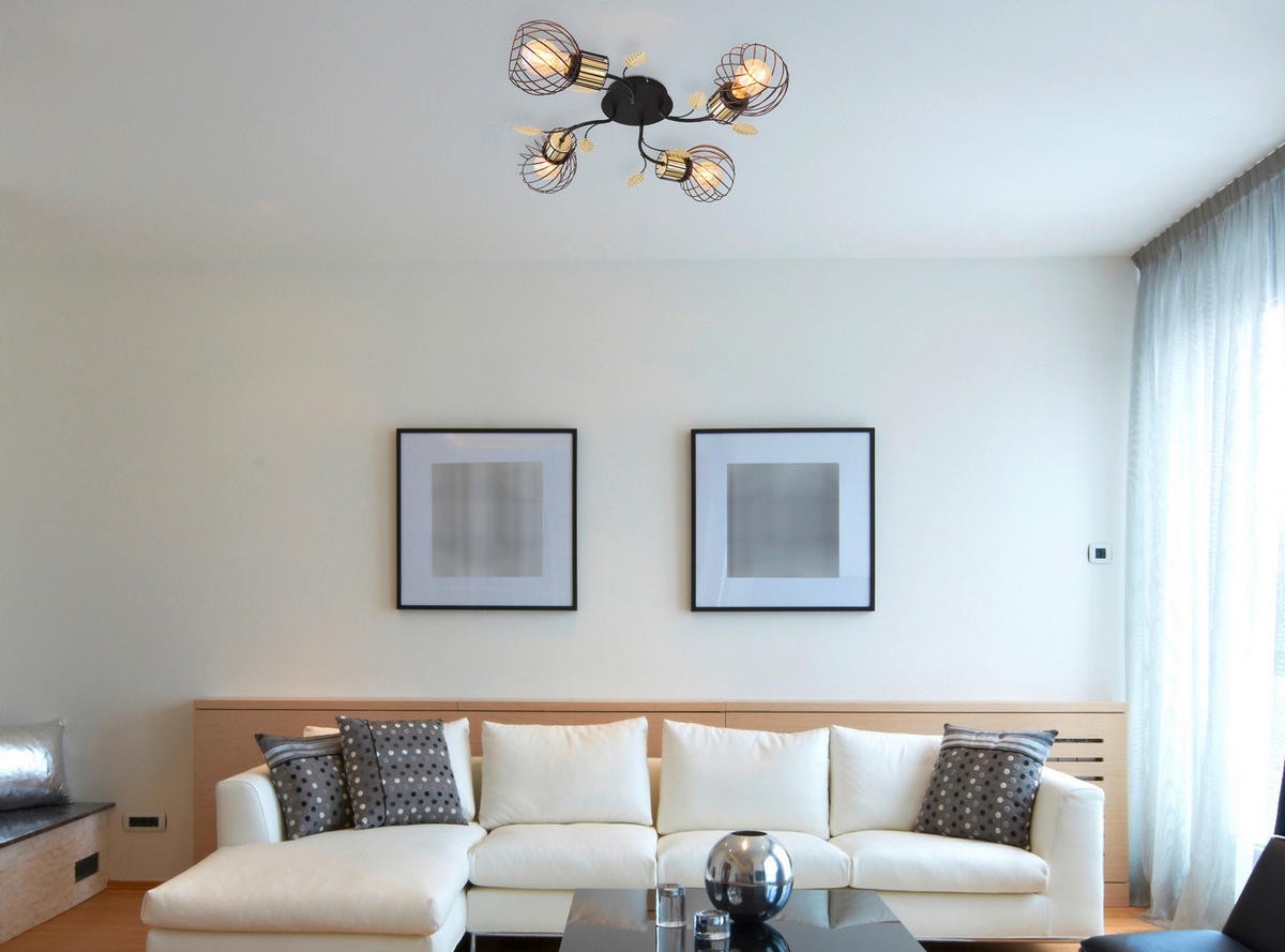 MENNYEZETI LÁMPA - fekete/sárgarézszínű, Basics, fém (58/16,5cm) - Globo