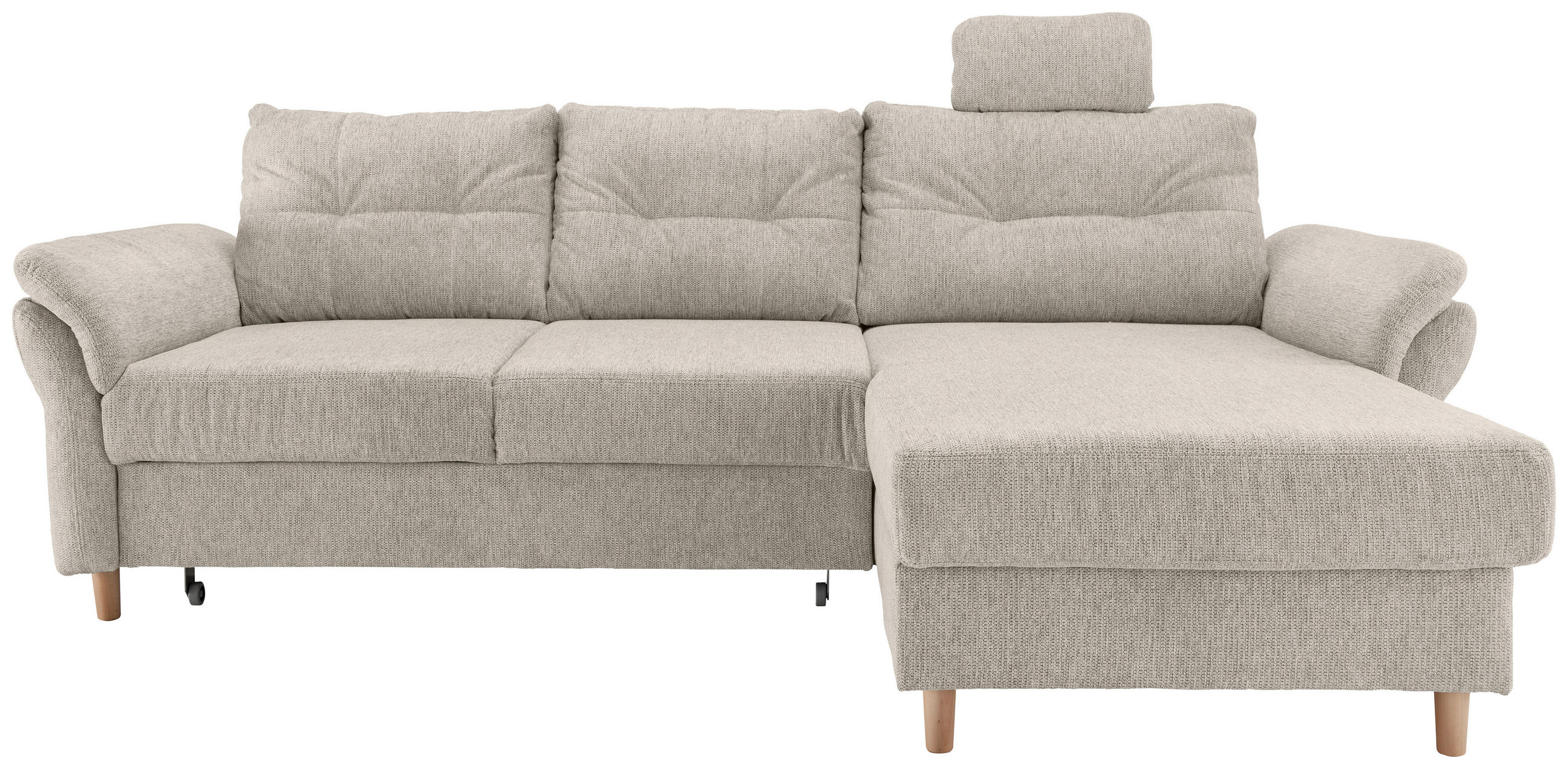 ECKSOFA Beige Chenille  - Beige/Naturfarben, MODERN, Holz/Textil (250/176cm) - Livetastic