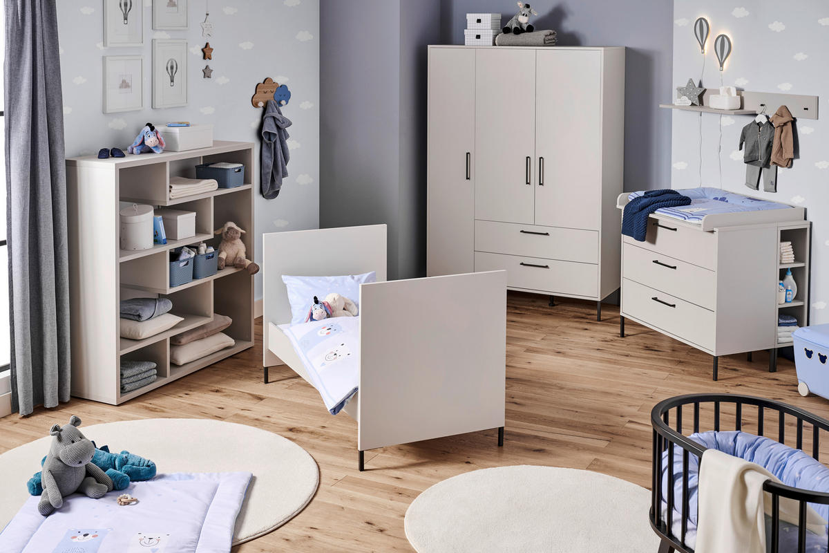 BABYKLEIDERSCHRANK Milan  - Anthrazit/Grau, Basics, Holzwerkstoff/Metall (139/195/51cm) - Jimmylee