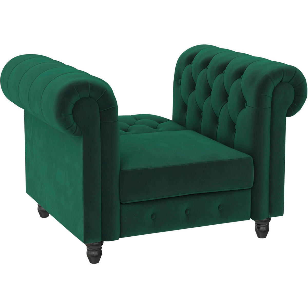 SESSEL in Velours Dunkelgrün  - Dunkelgrün/Schwarz, Basics, Holz/Textil (111/83/87cm) - Livetastic