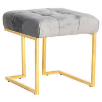HOCKER Samt Grau  - Goldfarben/Grau, Design, Textil/Metall (48/48/48cm) - Kayoom
