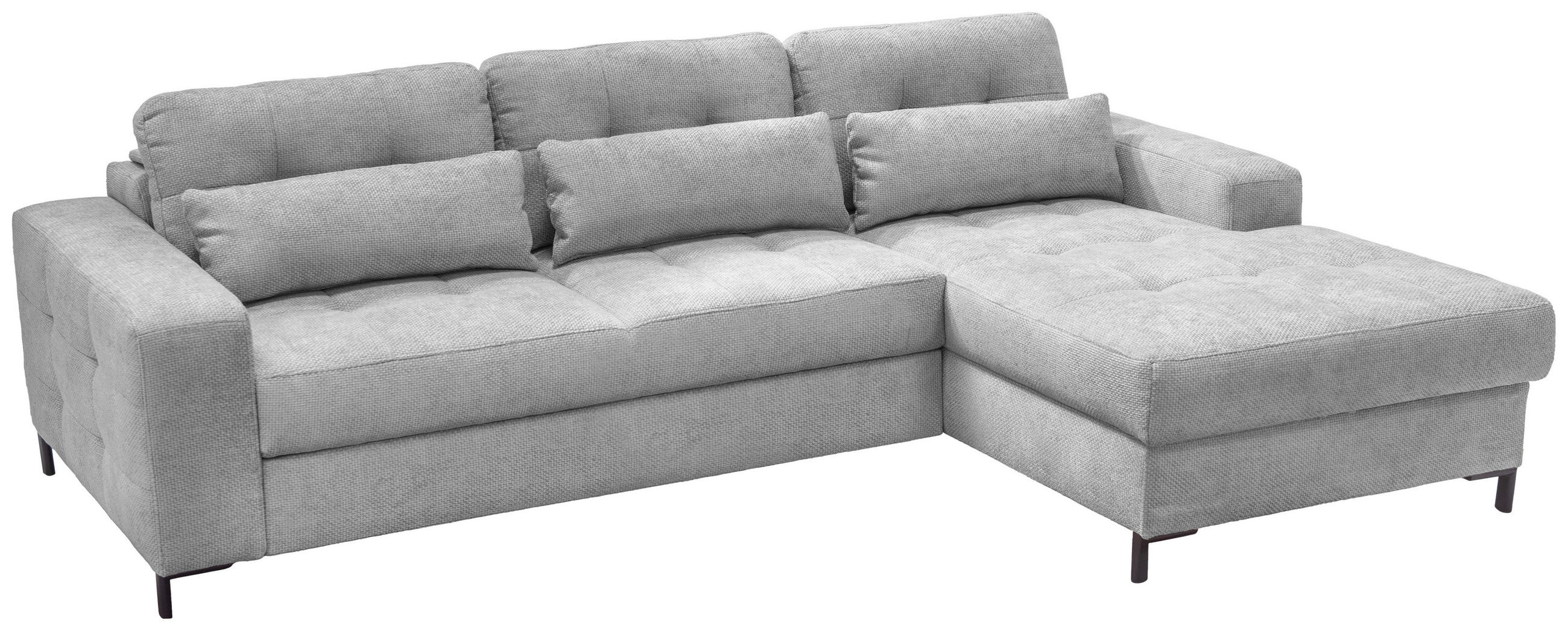 ECKSOFA in Struktur Hellgrau  - Hellgrau/Schwarz, Design, Textil/Metall (255/176cm) - Livetastic