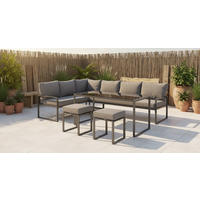 LOUNGE ÉTKEZŐGARNITÚRA 16 részes  172/245 cm   - fekete/antracit, Modern, üveg/textil (172/245cm) - Ambia Garden