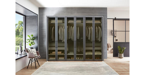 DREHTÜRENSCHRANK 300/236/58 cm 6-türig Graphitfarben - Schwarz/Graphitfarben, Design, Glas/Holzwerkstoff (300/236/58cm) - Novel