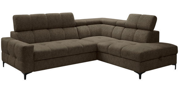 ECKSOFA in Struktur Dunkelgrün  - Dunkelgrün/Schwarz, MODERN, Textil/Metall (254/212cm) - Carryhome