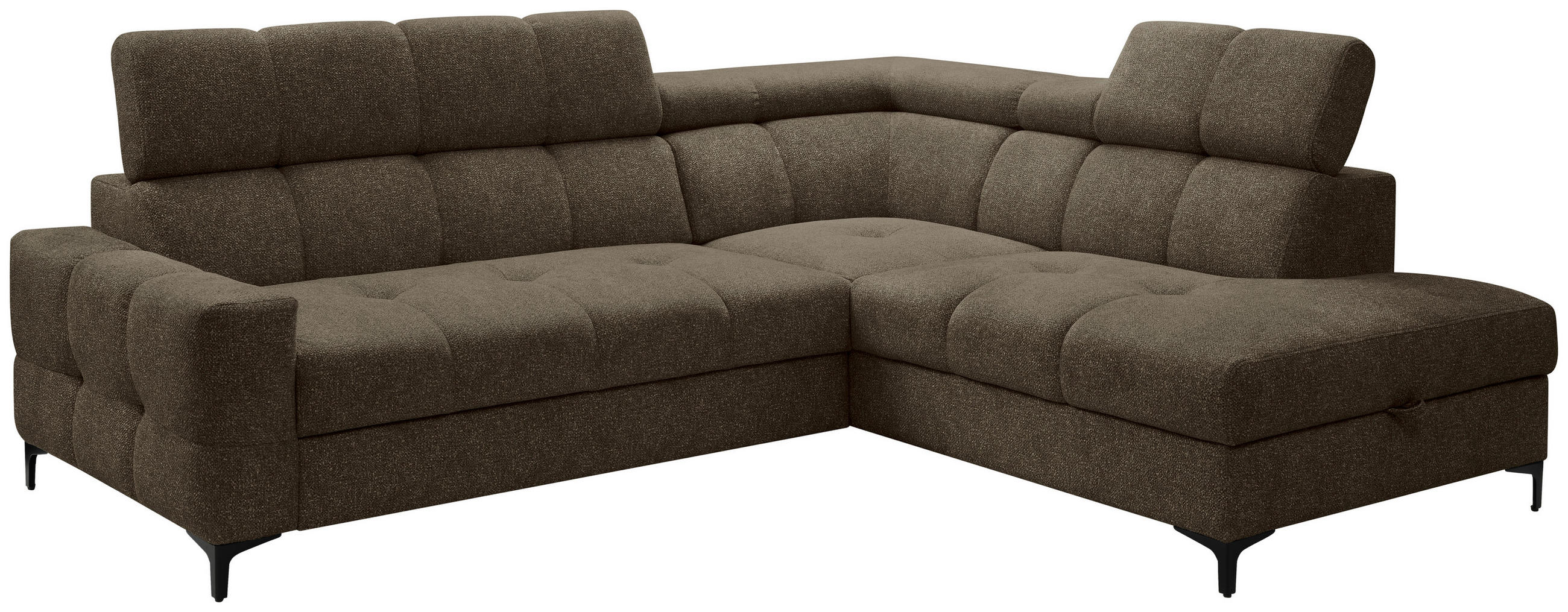 Thumbnail - Carryhome Ecksofa, Dunkelgrün, Textil, 4-Sitzer, Ottomane rechts, L-Form, 254x212 cm, Made in EU, Liegefunktion, seitenv...
