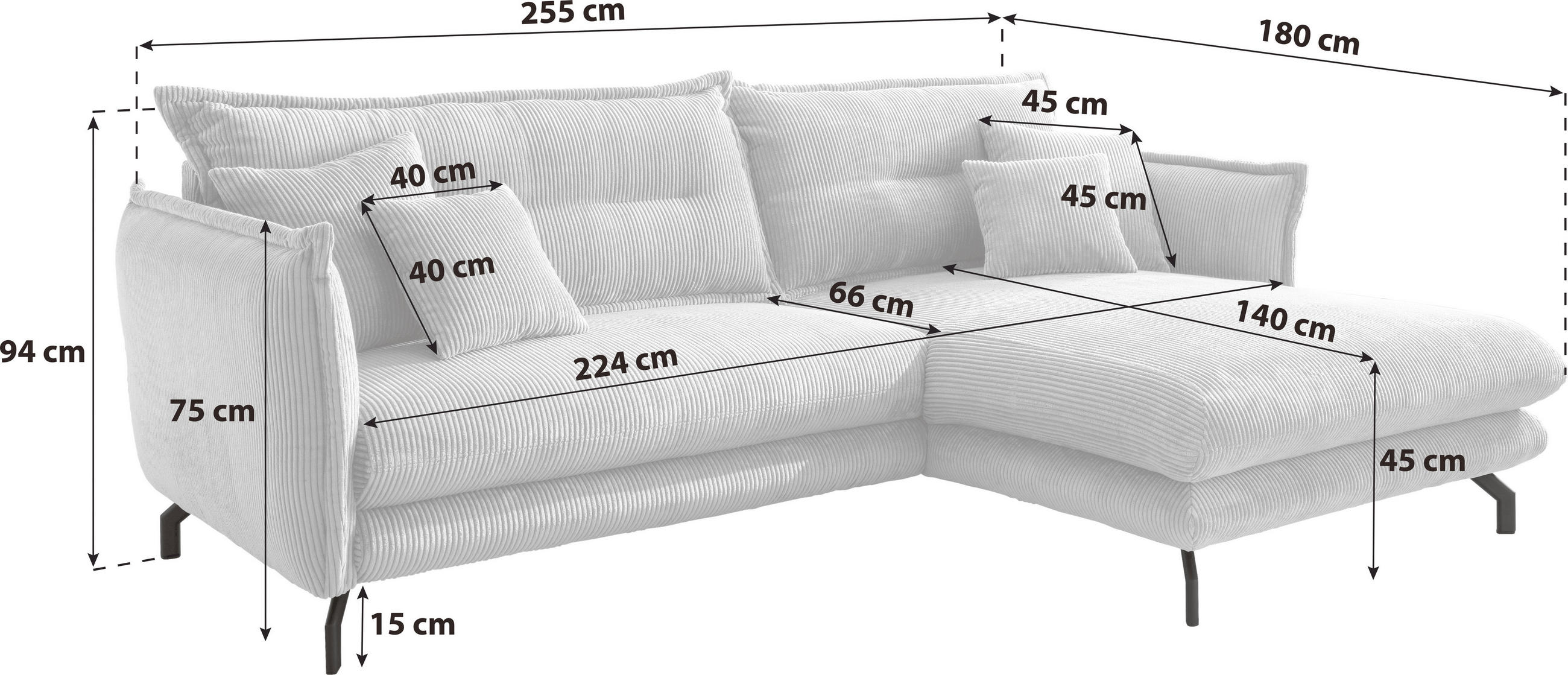 Thumbnail - Livetastic Ecksofa, Graubraun, Textil, 4-Sitzer, Füllung: Schaumstoff, L-Form, 255x180 cm, Made in Europe, Rücken echt, ...