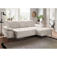 ECKSOFA FIORE in Cord Beige Kopfteilverstellung, Sitzvorzug  280/180 cm  - Beige/Schwarz, MODERN, Textil/Metall (280/180cm) - Livetastic