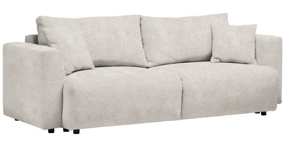 SCHLAFSOFA Velours Creme Zierkissen, Rückenkissen, Bettkasten, Schlaffunktion, Rücken echt  - Creme/Schwarz, Design, Kunststoff/Textil (250/92/105cm) - Carryhome