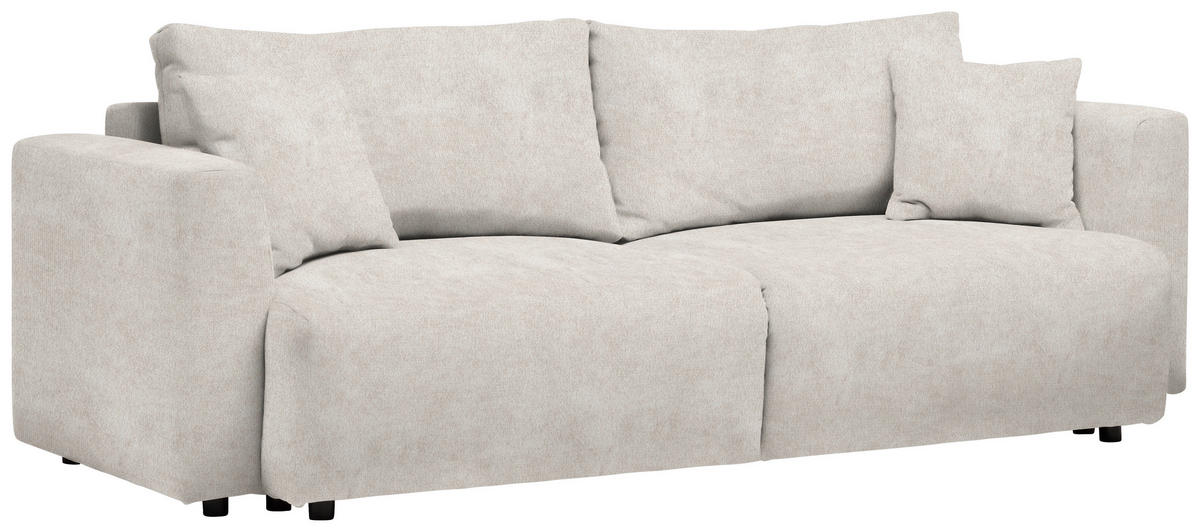 SCHLAFSOFA  mit Stoffauswahl, Schlafen auf Sitzhöhe, Rücken echt Velours Creme  - Creme/Schwarz, Design, Kunststoff/Textil (250/92/105cm) - Carryhome