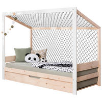 AUSZIEHBETT 90/200 cm,  in Naturfarben, Weiß, Bettkasten, Rollrost, Befestigungsmaterial  - Naturfarben/Weiß, MODERN, Holz (90/200cm) - MID.YOU