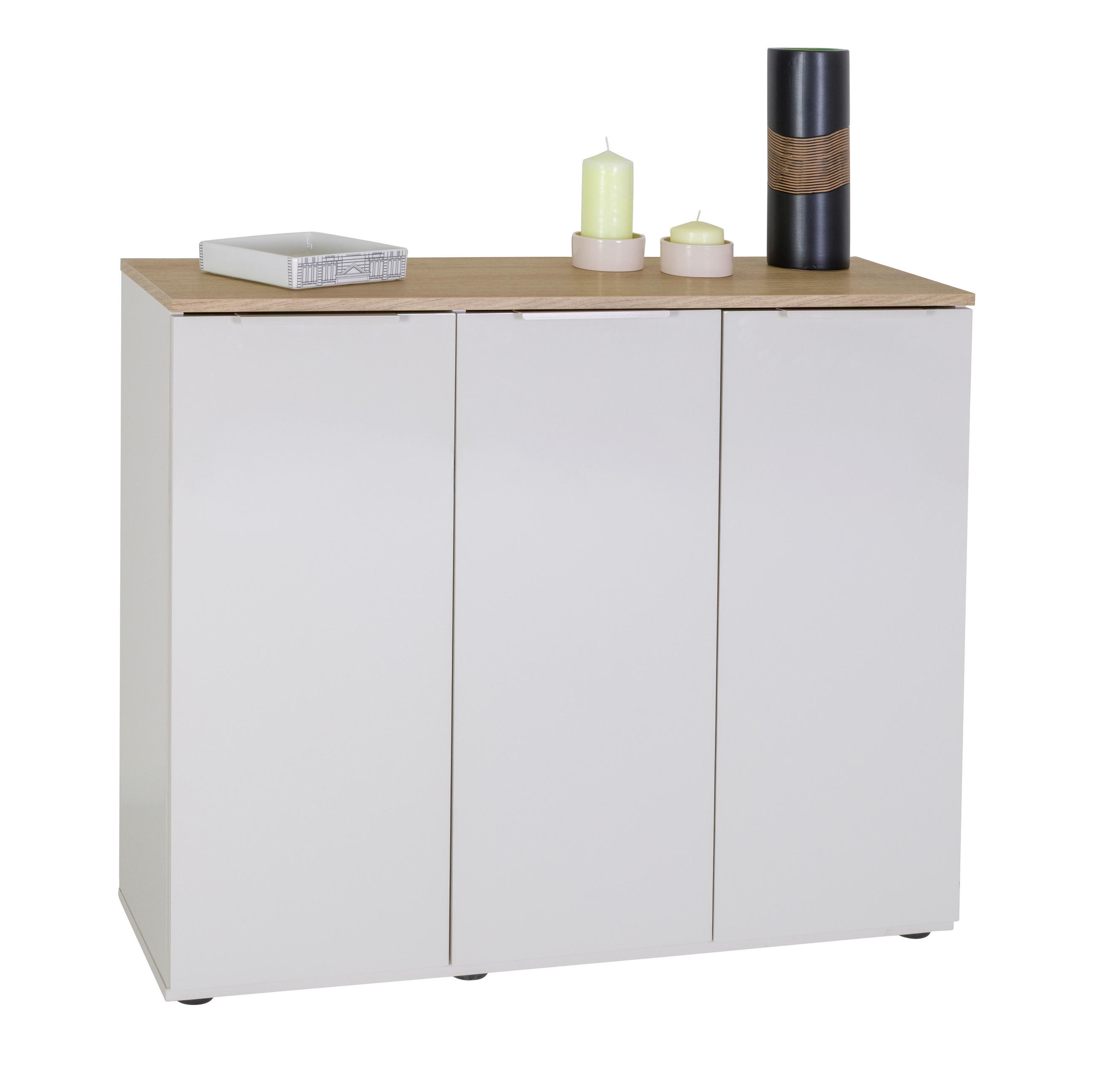 KOMODA, barve hrasta, kašmir  - kašmir/črna, Moderno, kovina/umetna masa (103,2/88,5/35,5cm) - Xora
