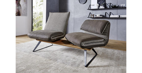 SITZBANK in Holz, Textil, Leder Anthrazit, Braun, Beige - Anthrazit/Beige, Design, Leder/Holz (164/83-113/74-106cm) - Ambiente