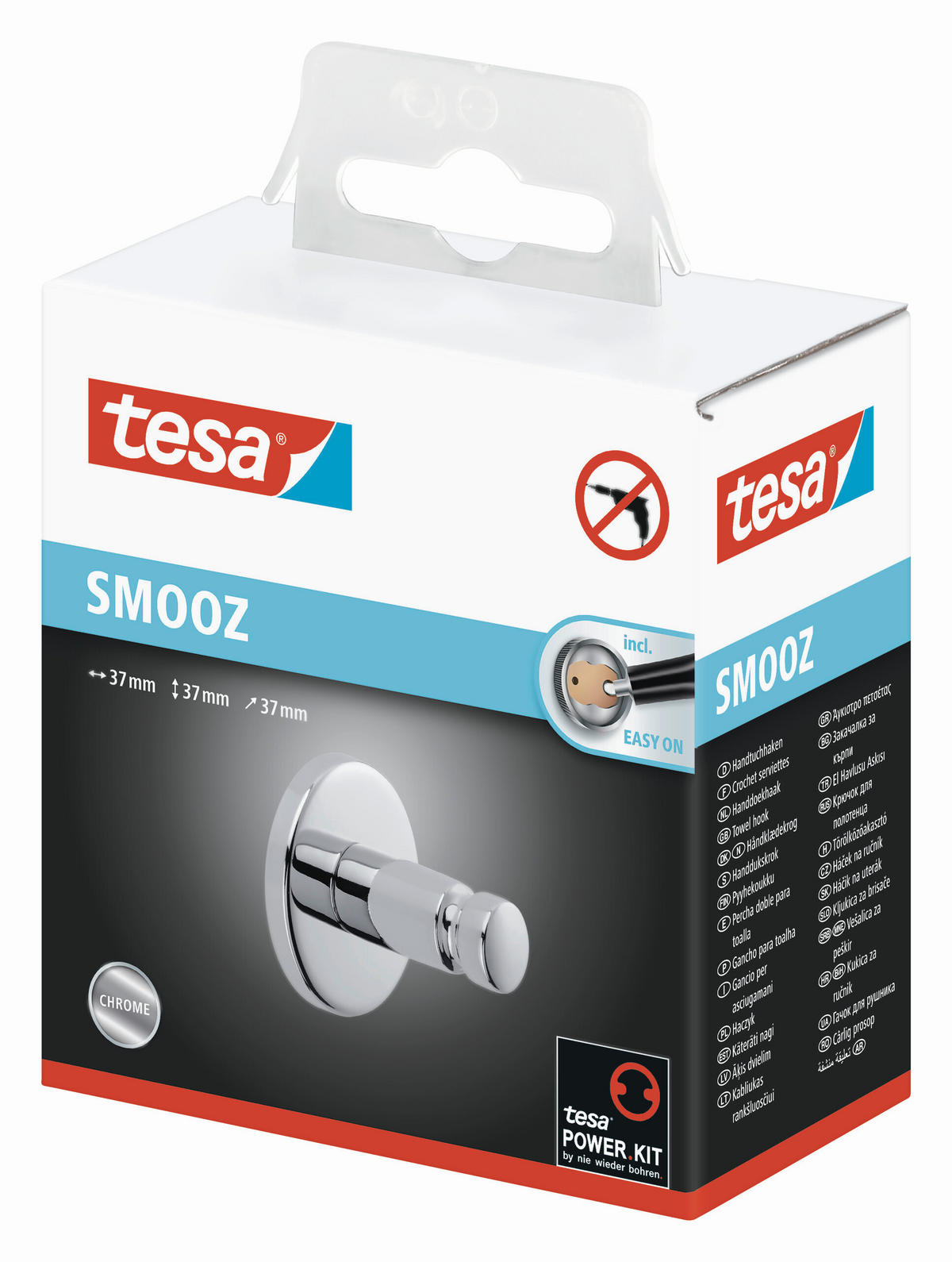 HANDTUCHHAKEN - Chromfarben, Trend, Metall (3,7/3,7/3,7cm) - Tesa