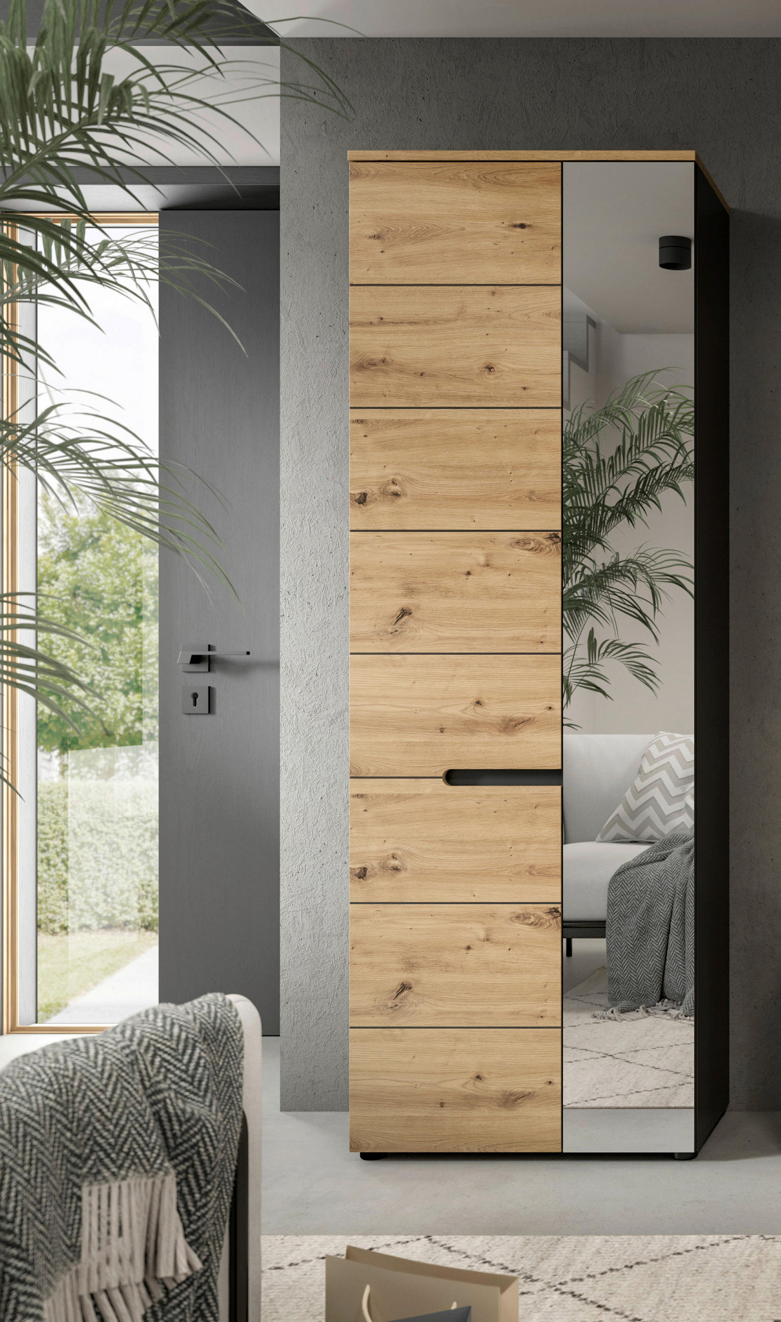 GARDEROBENSCHRANK in 65/190/37 cm - KONVENTIONELL, Glas/Holzwerkstoff (65/190/37cm) - MID.YOU