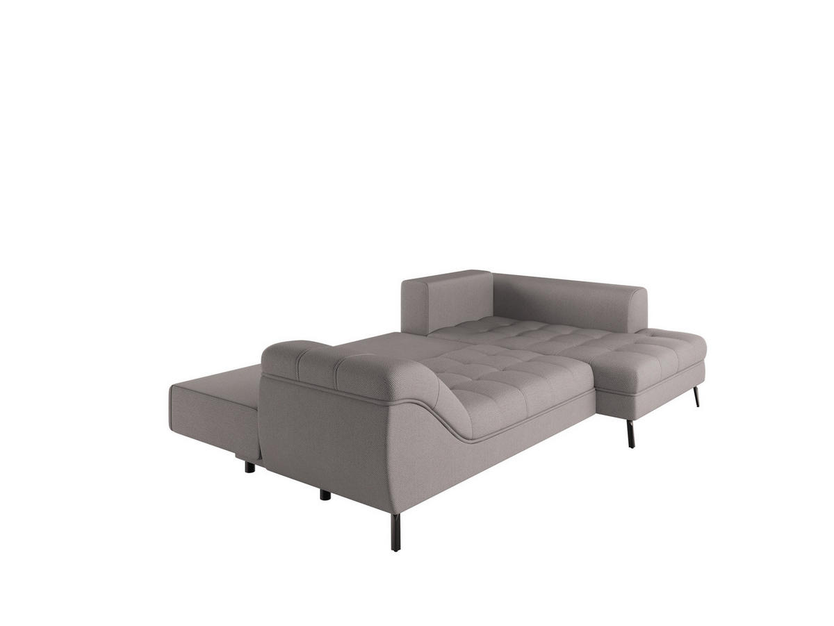 Ecksofa inkl. Funktionen in Webstoff Graubraun  - Graubraun/Schwarz, MODERN, Textil/Metall (279/177cm)