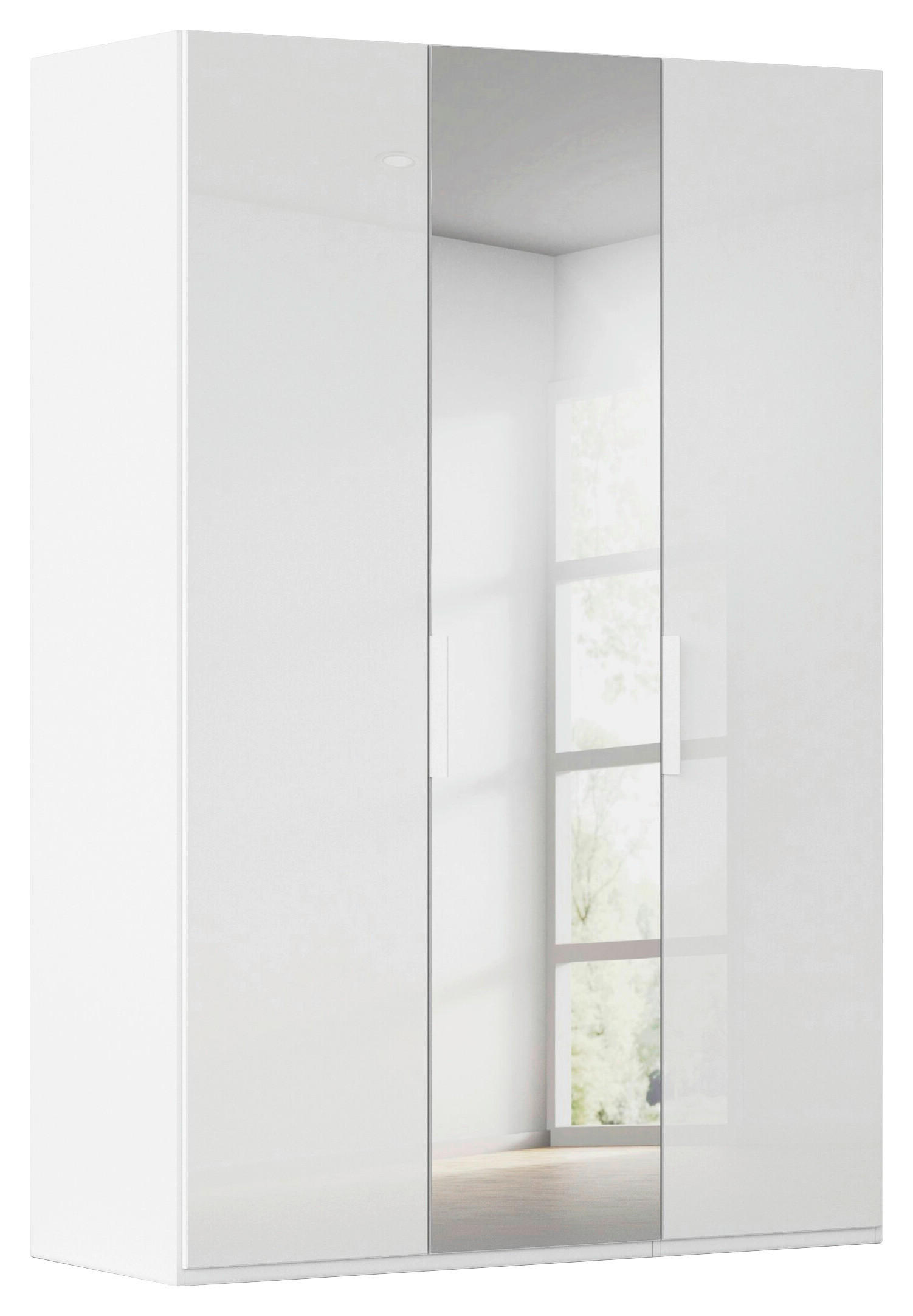DREHTÜRENSCHRANK 151/223/61 cm,  in Weiß, Weiß Hochglanz, 3-türig  - Weiß Hochglanz/Weiß, Basics, Glas/Holzwerkstoff (151/223/61cm) - Novel
