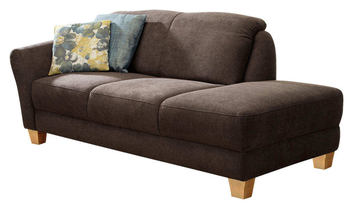 RÉCAMIERE Dunkelbraun Flachgewebe  - Dunkelbraun/Naturfarben, KONVENTIONELL, Holz/Textil (194/84/91cm) - Sit & More