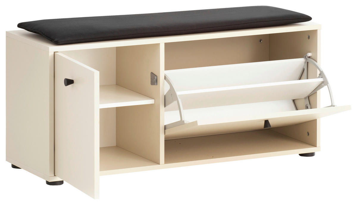 GARDEROBENBANK - Beige/Schwarz, Design, Kunststoff/Metall (98,4/47,2/33cm) - MID.YOU