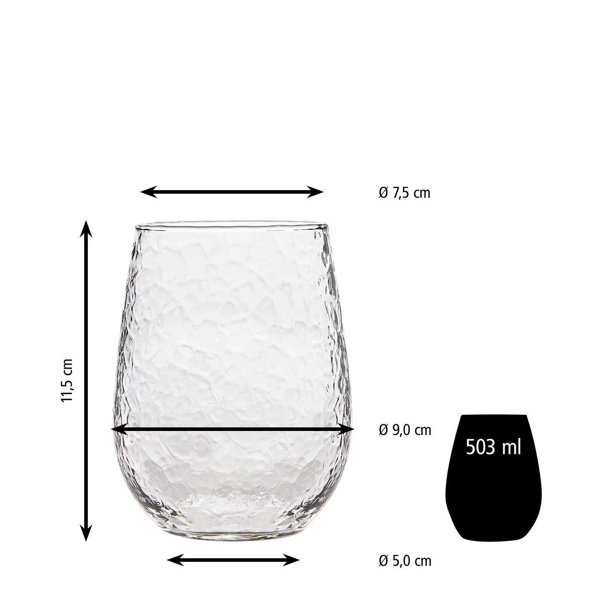 GLÄSERSET STEMLESS  12-teilig  - Klar, Basics, Glas (9/11,5cm)