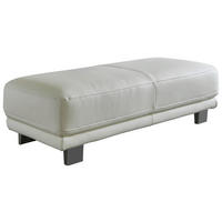 HOCKER Echtleder Weiß  - Chromfarben/Weiß, Design, Leder/Metall (122/45/68cm) - Valdera