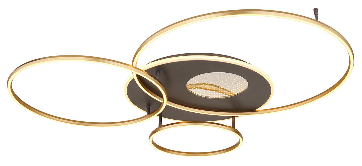 STROPNA LED-SVETILKA  INVERTINA /300-4747 lm/2700-6500 K/230 V/ - zlate barve/opal, Design, kovina/umetna masa (126,4/105,3/13cm)