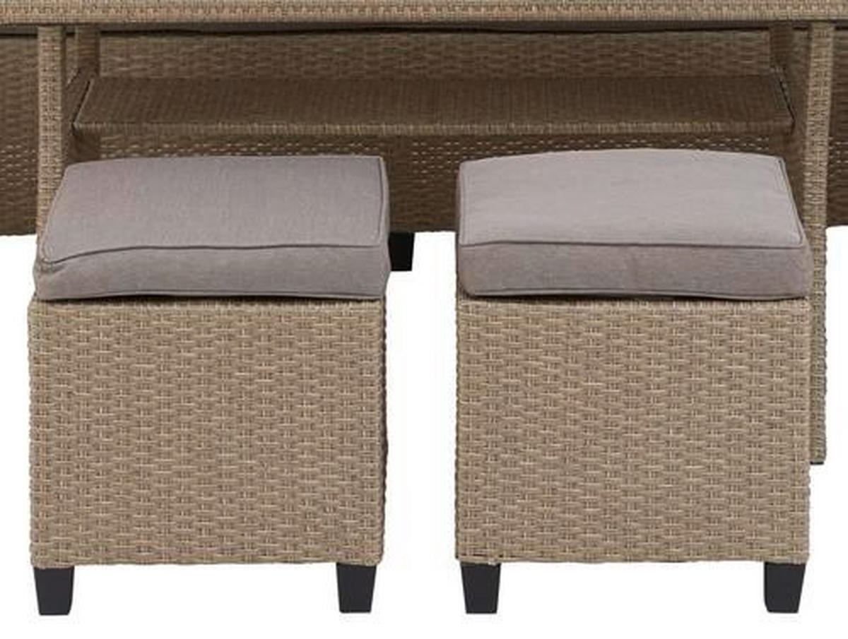 Loungegarnitur 6-tlg. Porto II 175/232 cm Stahl  - Hellgrau/Braun, MODERN, Kunststoff/Textil (175/232cm) - Luca Bessoni