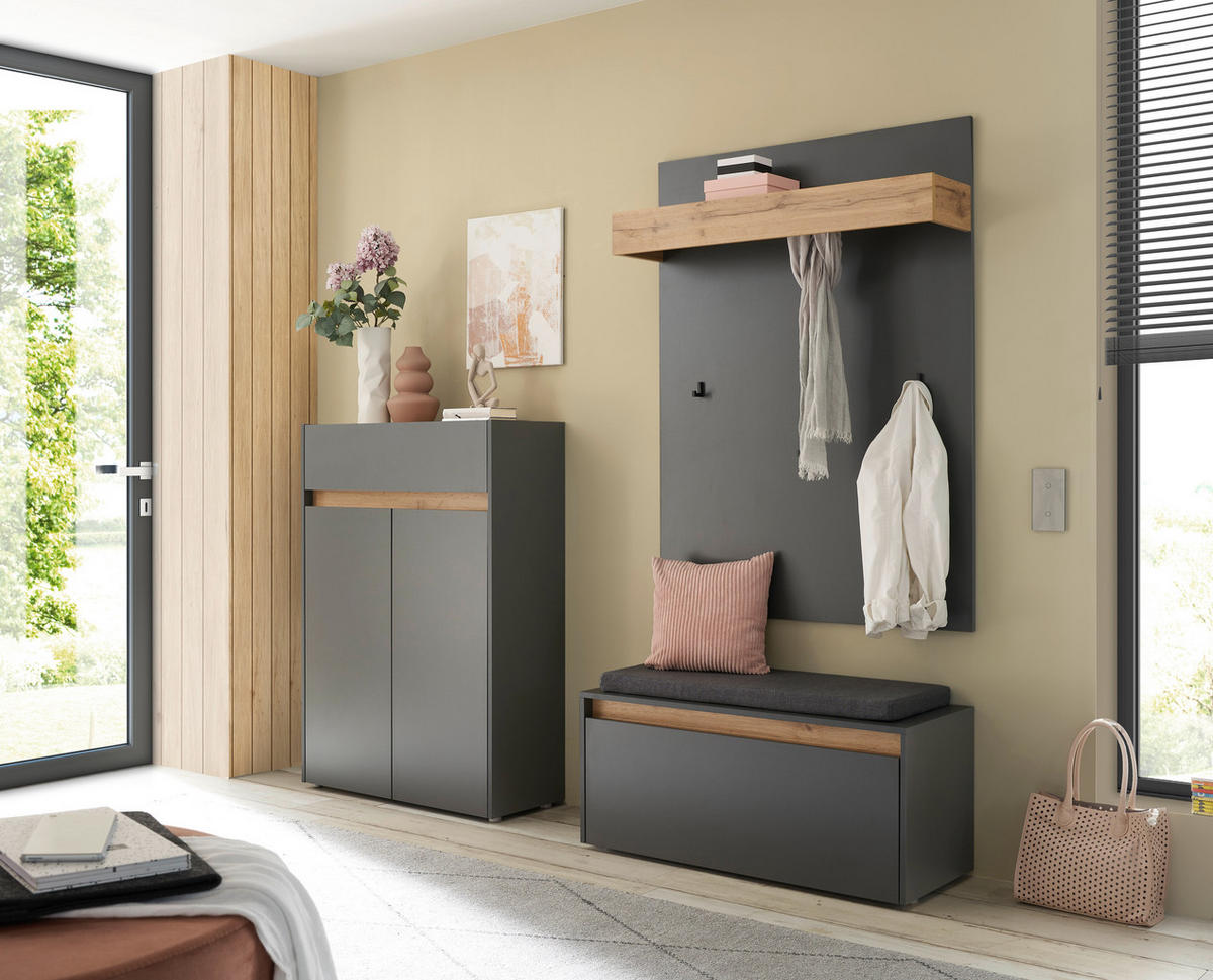 GARDEROBE 4-teilig  in 185/200/40 cm  - Anthrazit/Eiche Wotan, Design, Holzwerkstoff/Textil (185/200/40cm) - Modante