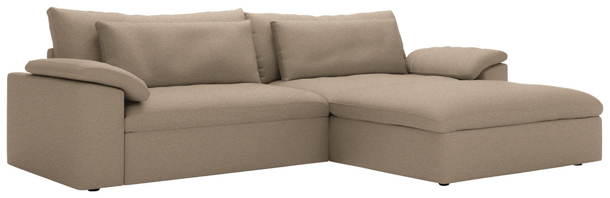 ECKSOFA Flachgewebe Beige  - Beige/Schwarz, Modern, Kunststoff/Textil (306/198cm) - Carryhome