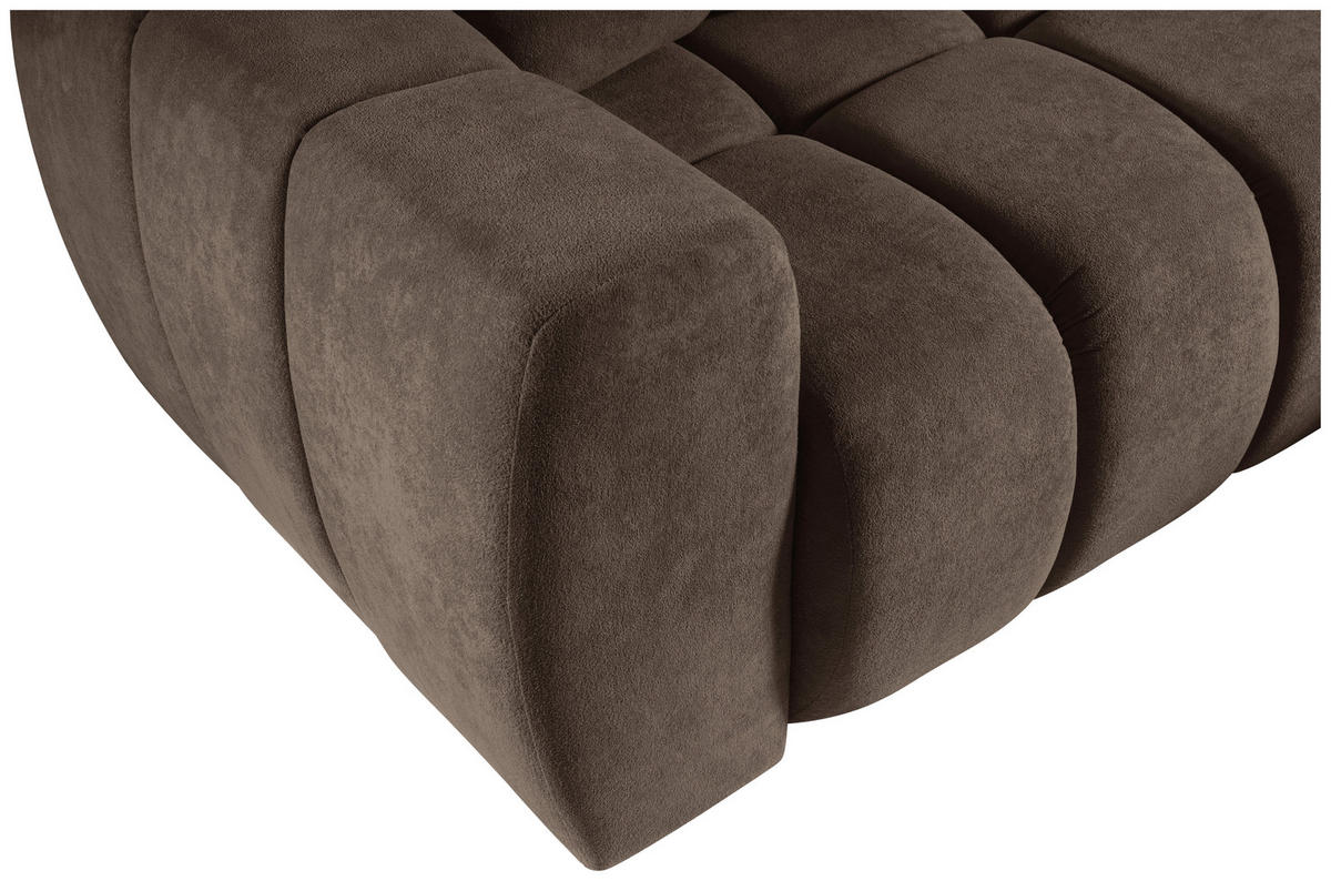 ECKSOFA FERANO Braun Velours  - Schwarz/Braun, Design, Kunststoff/Textil (253/172cm) - Livetastic