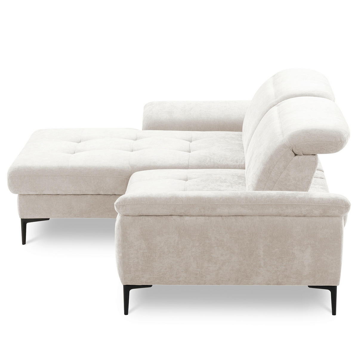 ECKSOFA  Webstoff Sandfarben  - Sandfarben/Schwarz, Design, Textil/Metall (195/268cm) - Livetastic