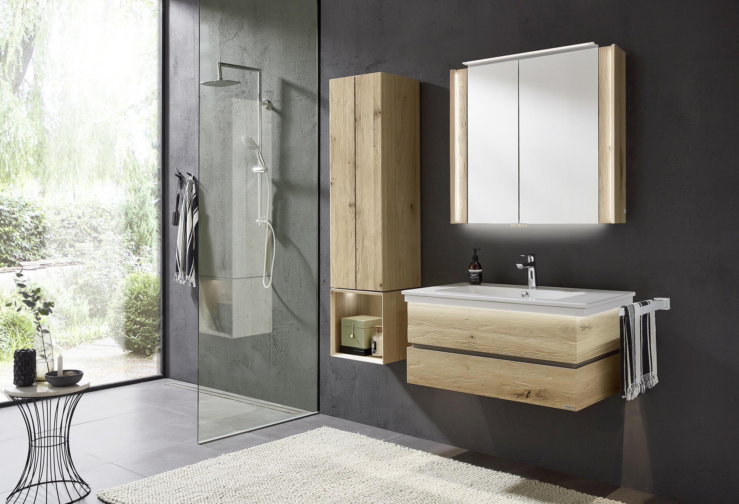 SPIEGELSCHRANK 82/76,8/20,8 cm  - Eichefarben/Silberfarben, MODERN, Glas/Holz (82/76,8/20,8cm) - Valdera