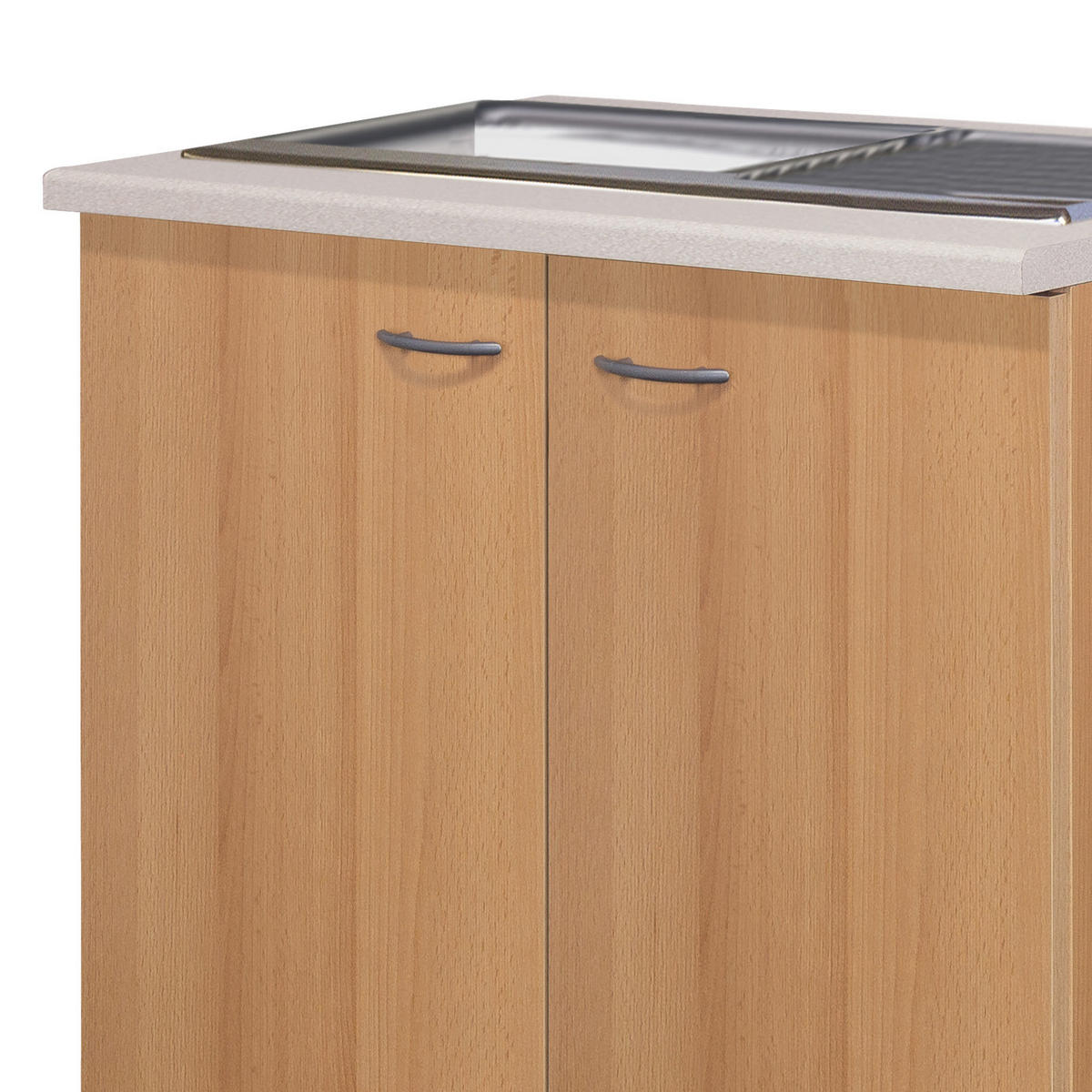 SPÜLENUNTERSCHRANK 100/85/57 cm  in Buchefarben  - Edelstahlfarben/Beige, MODERN, Holzwerkstoff/Kunststoff (100/85/57cm) - FlexWell
